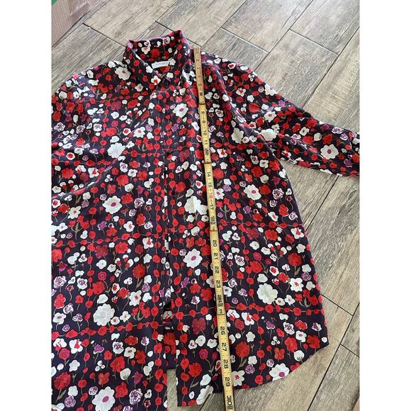 Equipment Femme Women's Black Floral 100% Silk Button Down Shirt Top Size Large - Picture 5 of 7